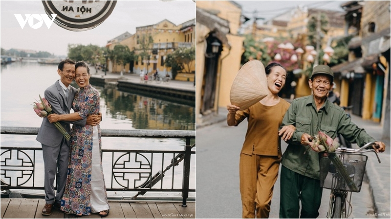 Bộ ảnh kỷ niệm 50 năm gắn bó của đôi vợ chồng già giữa Hội An khiến CĐM xúc động
