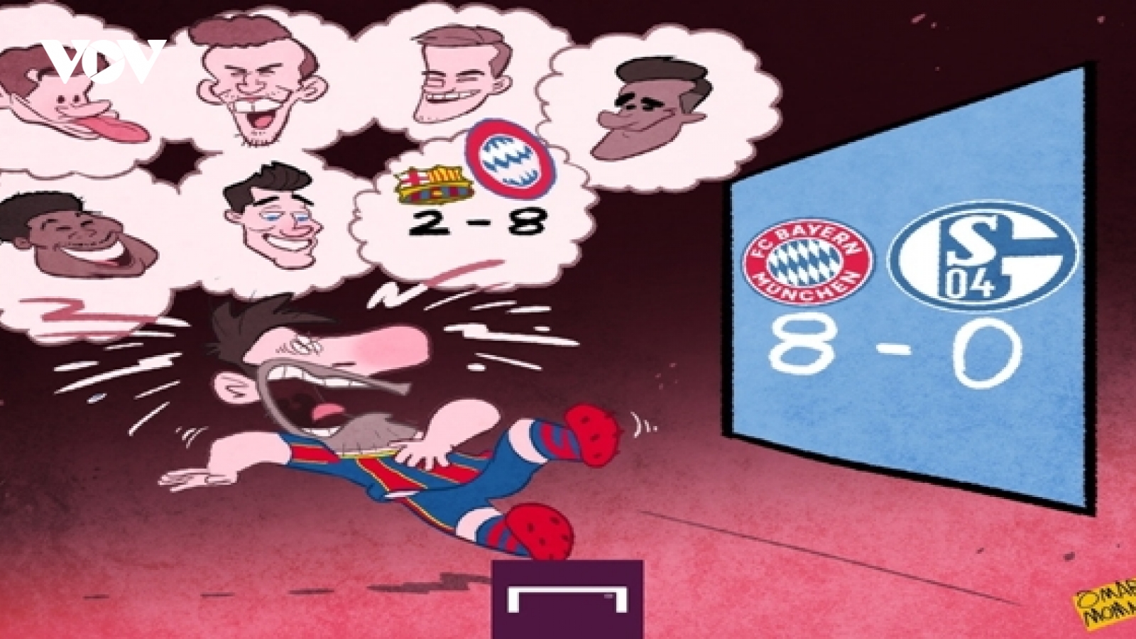 Biếm họa 24h: Bayern Munich biến Schalke 04 thành "Schalke 08"