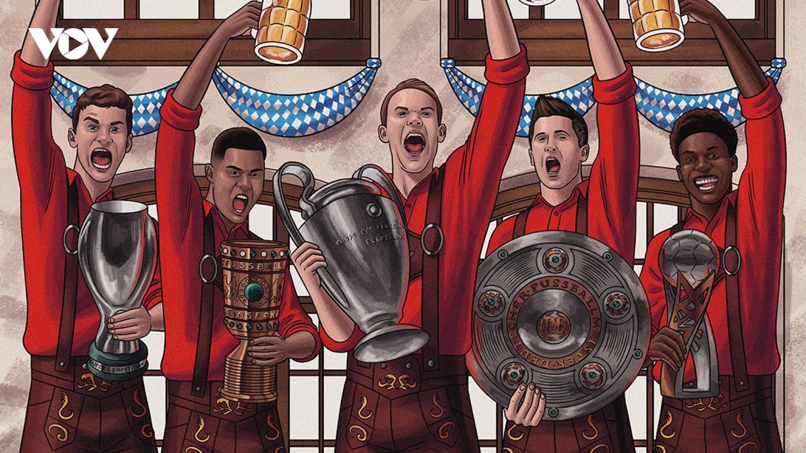 Biếm họa 24h: Bayern Munich mở hội ăn mừng "cú ăn 5" thần thánh