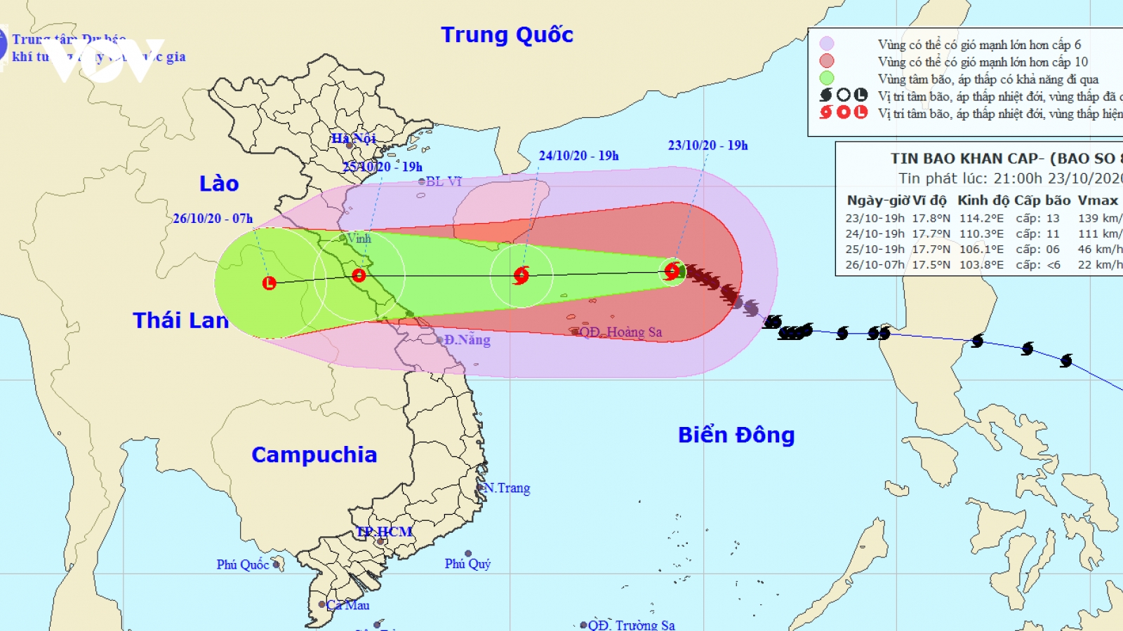 Bão số 8 giật cấp 15, chỉ còn cách Hoàng Sa 230km
