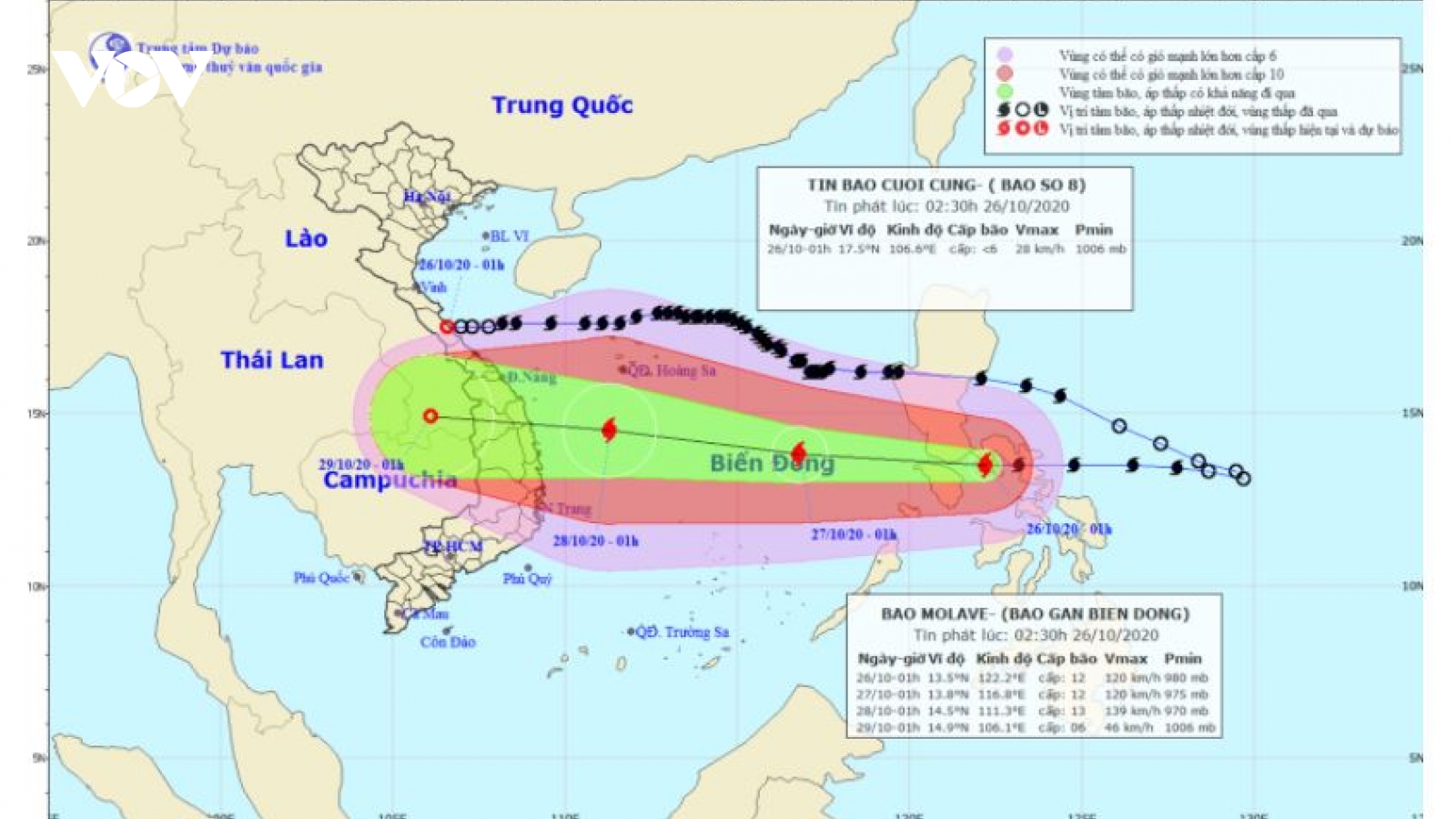 Bão Molave (Bão số 9) đi vào Biển Đông và tiếp tục mạnh thêm