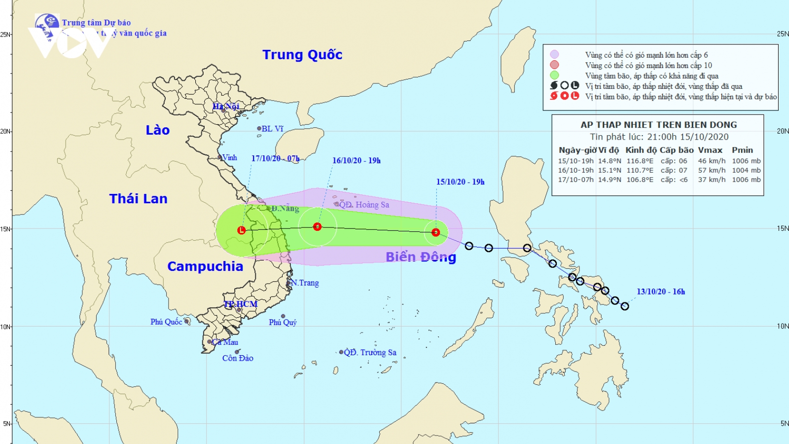 Áp thấp nhiệt đới tăng cấp vào Biển Đông, gió giật cấp 8, miền Trung mưa lớn