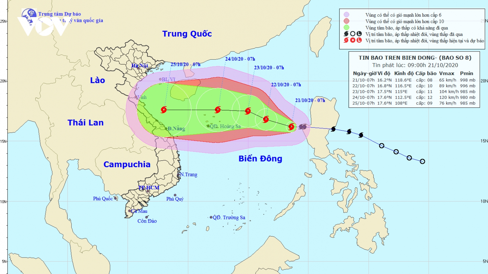 Bão số 8 cách quần đảo Hoàng Sa khoảng 680km, giật cấp 10