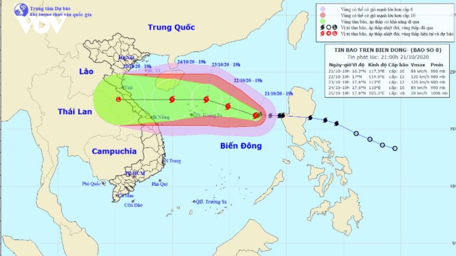 Bão số 8 di chuyển theo hướng Tây Tây Bắc, gió giật cấp 13