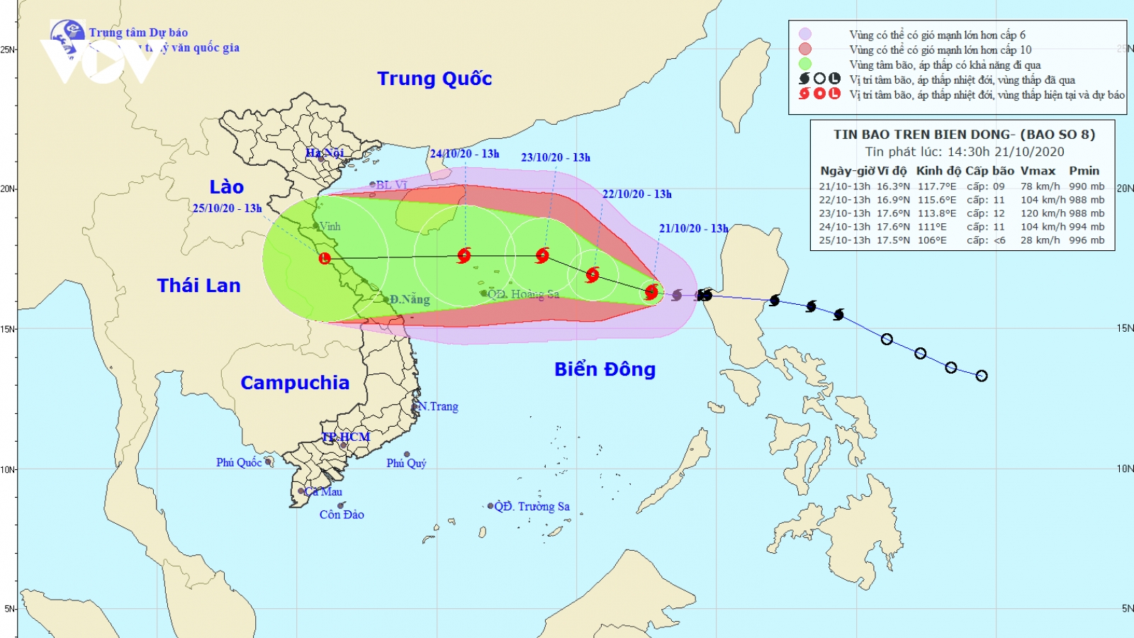Bão số 8 giật cấp 11 cách quần đảo Hoàng Sa 560km