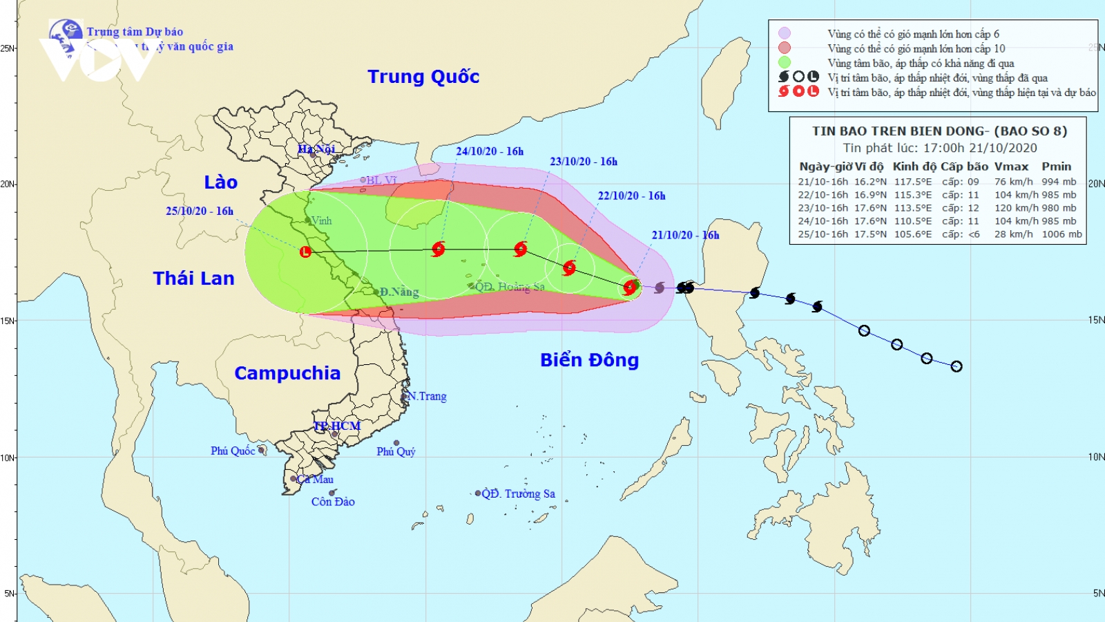 Bão số 8 cách quần đảo Hoàng Sa khoảng 540km, giật cấp 11