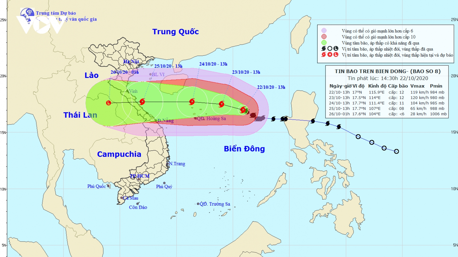 Bão số 8 giật cấp 14 cách quần đảo Hoàng Sa khoảng 360km