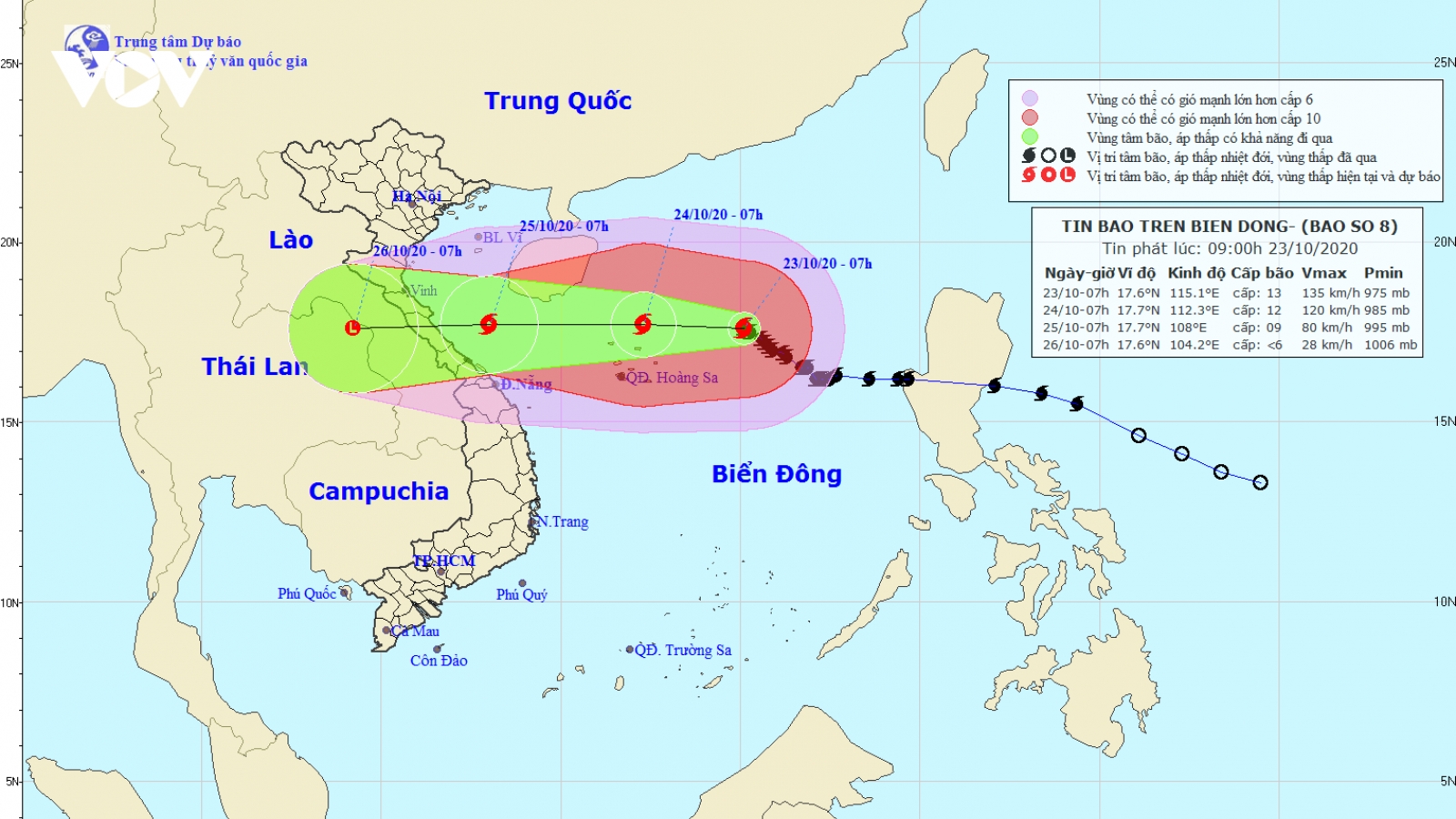Bão số 8 cách quần đảo Hoàng Sa khoảng 320km, giật cấp 15