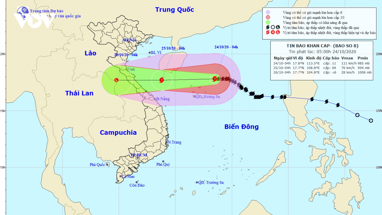 Bão số 8 giật cấp 13, cách quần đảo Hoàng Sa khoảng 160km