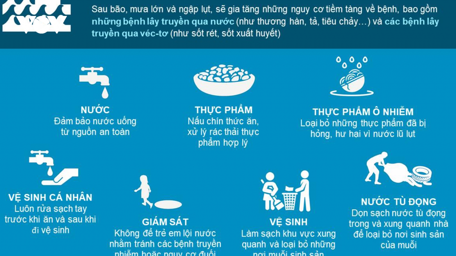 7 cách phòng chống dịch bệnh mùa mưa bão