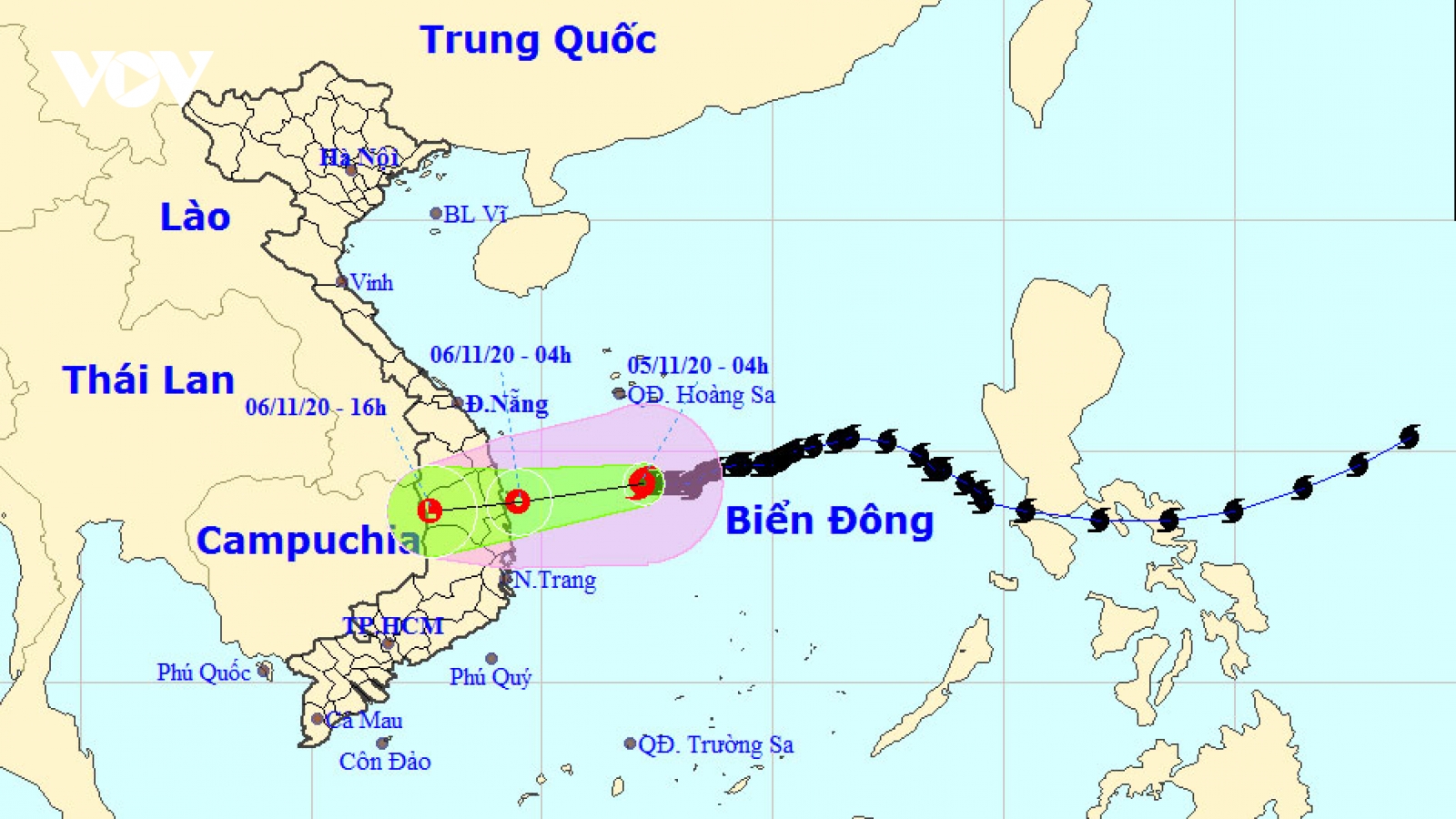 Bão số 10 sẽ suy yếu thành áp thấp nhiệt đới trên vùng biển Quảng Ngãi - Phú Yên