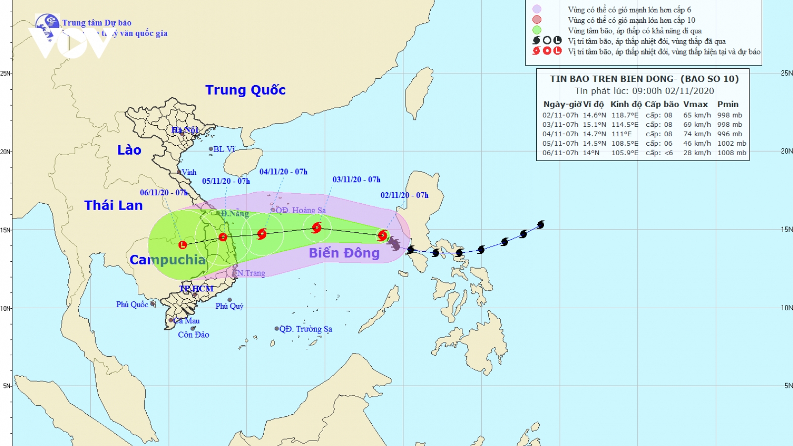 Bão số 10 giảm xuống cấp 8 giật cấp 10, cách Hoàng Sa 740km