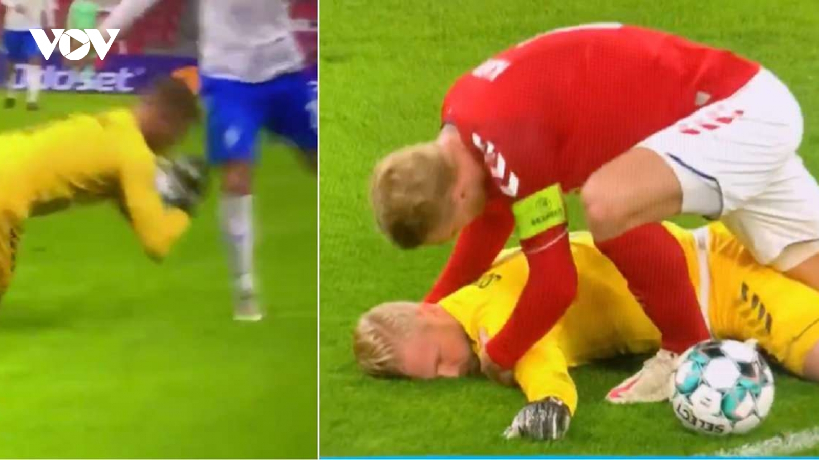 Va chạm rợn người, Kasper Schmeichel lĩnh trọn đầu gối của đối thủ
