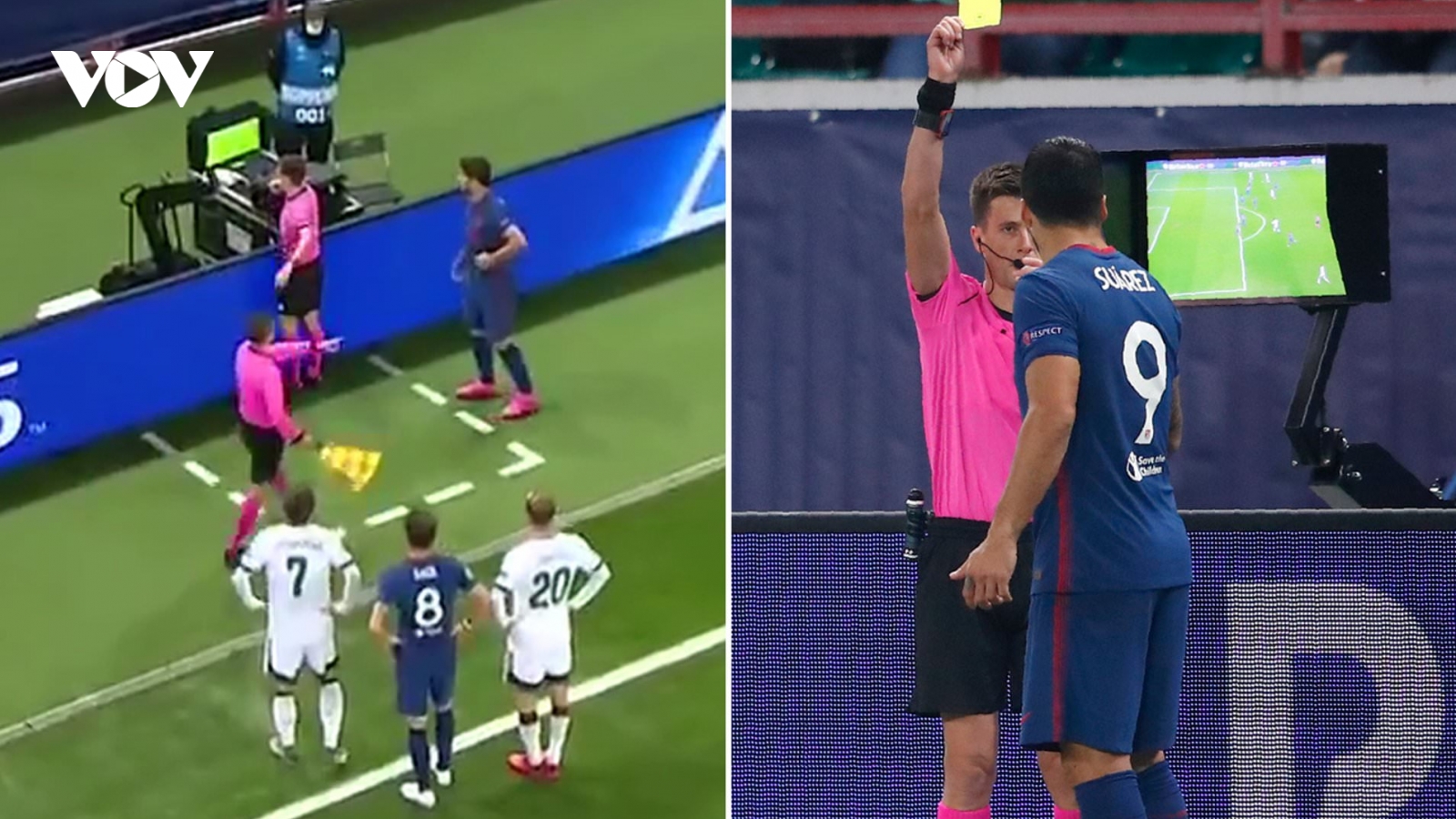 Luis Suarez lĩnh thẻ vàng vì xem trộm VAR