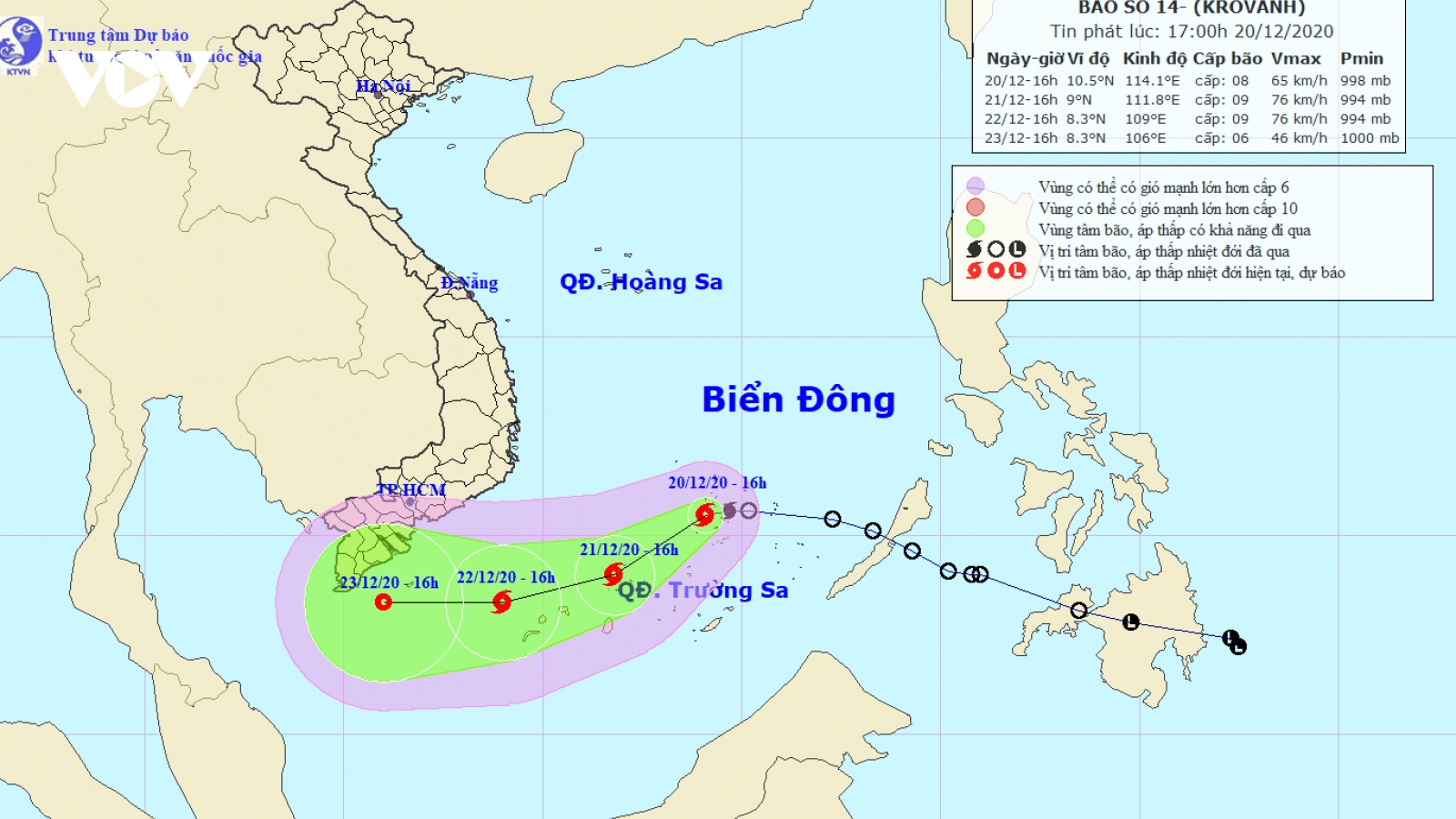 Bão số 14 giật cấp 10 cách đảo Song Tử Tây 120km