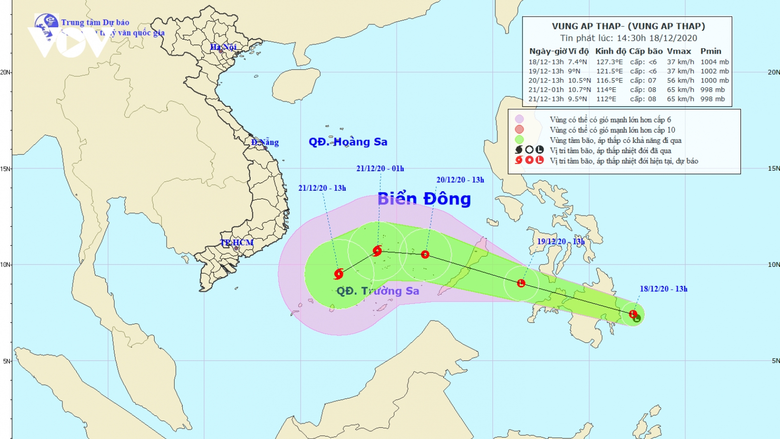 Xuất hiện vùng áp thấp gần biển Đông