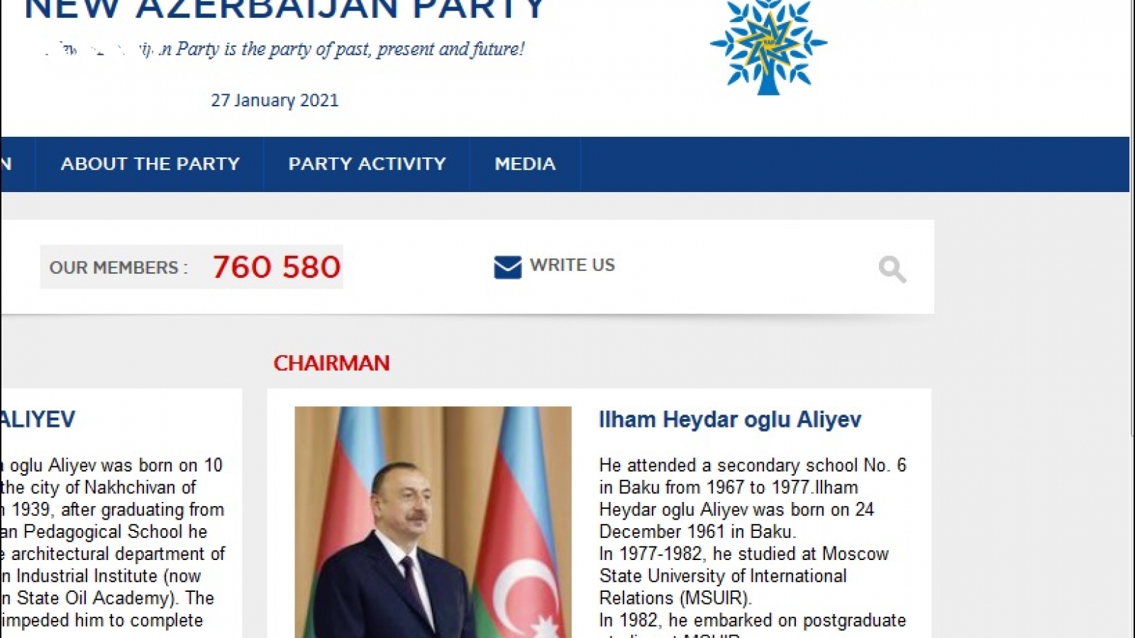 Tổng thống Azerbaijan chúc mừng Đại hội XIII Đảng Cộng sản Việt Nam