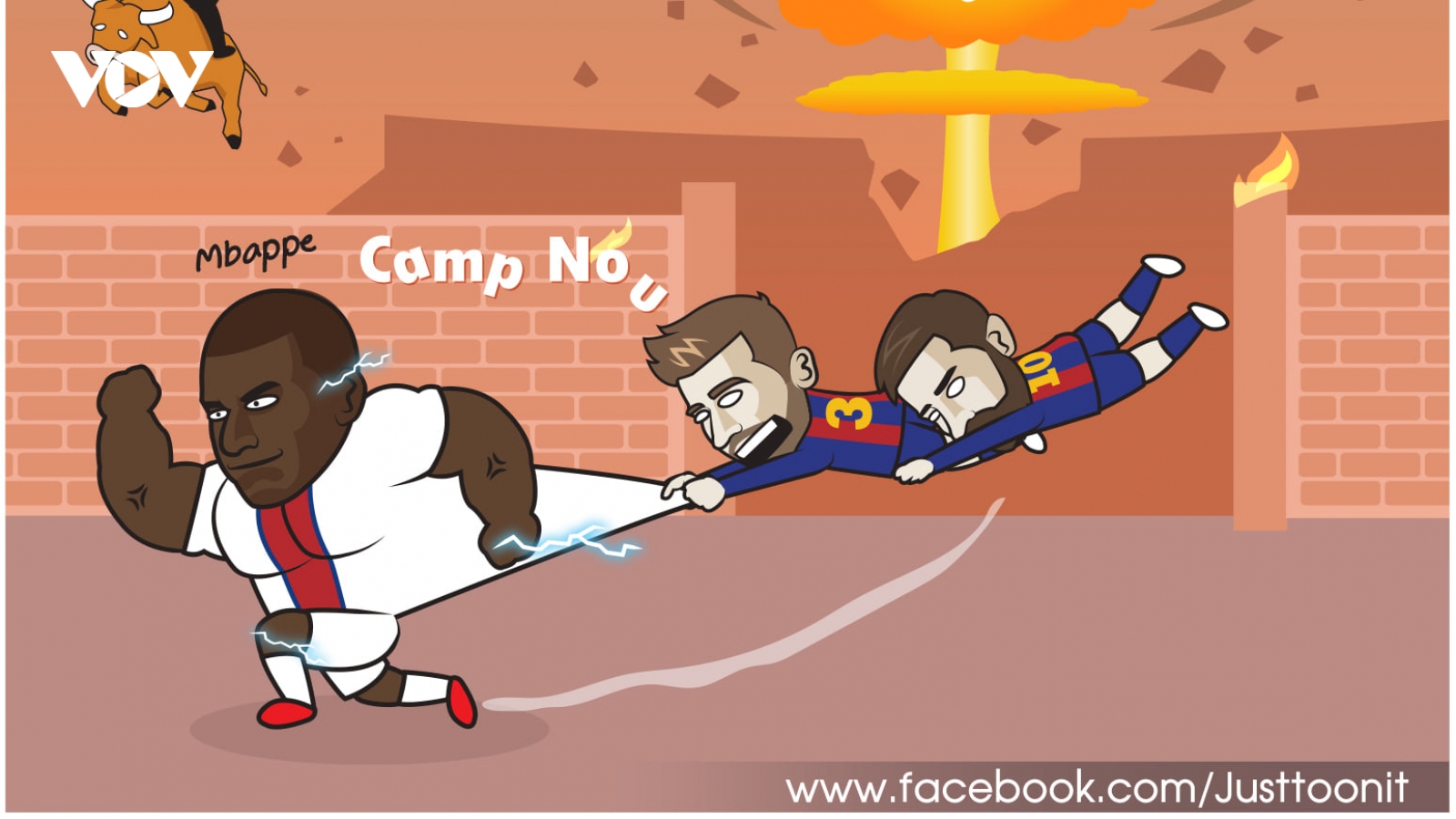 Biếm hóa 24h: Messi và Pique bất lực trước "máy chạy" Mbappe