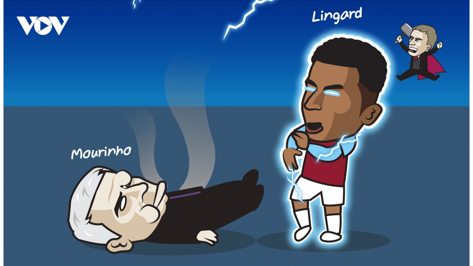 Biếm họa 24h: Lingard "đánh ngã" HLV Mourinho, Lukaku thổi bay Ibrahimovic