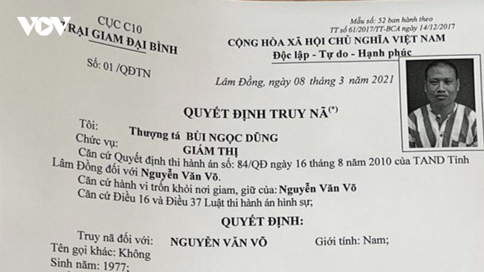 Phạm nhân án chung thân trốn khỏi trại giam