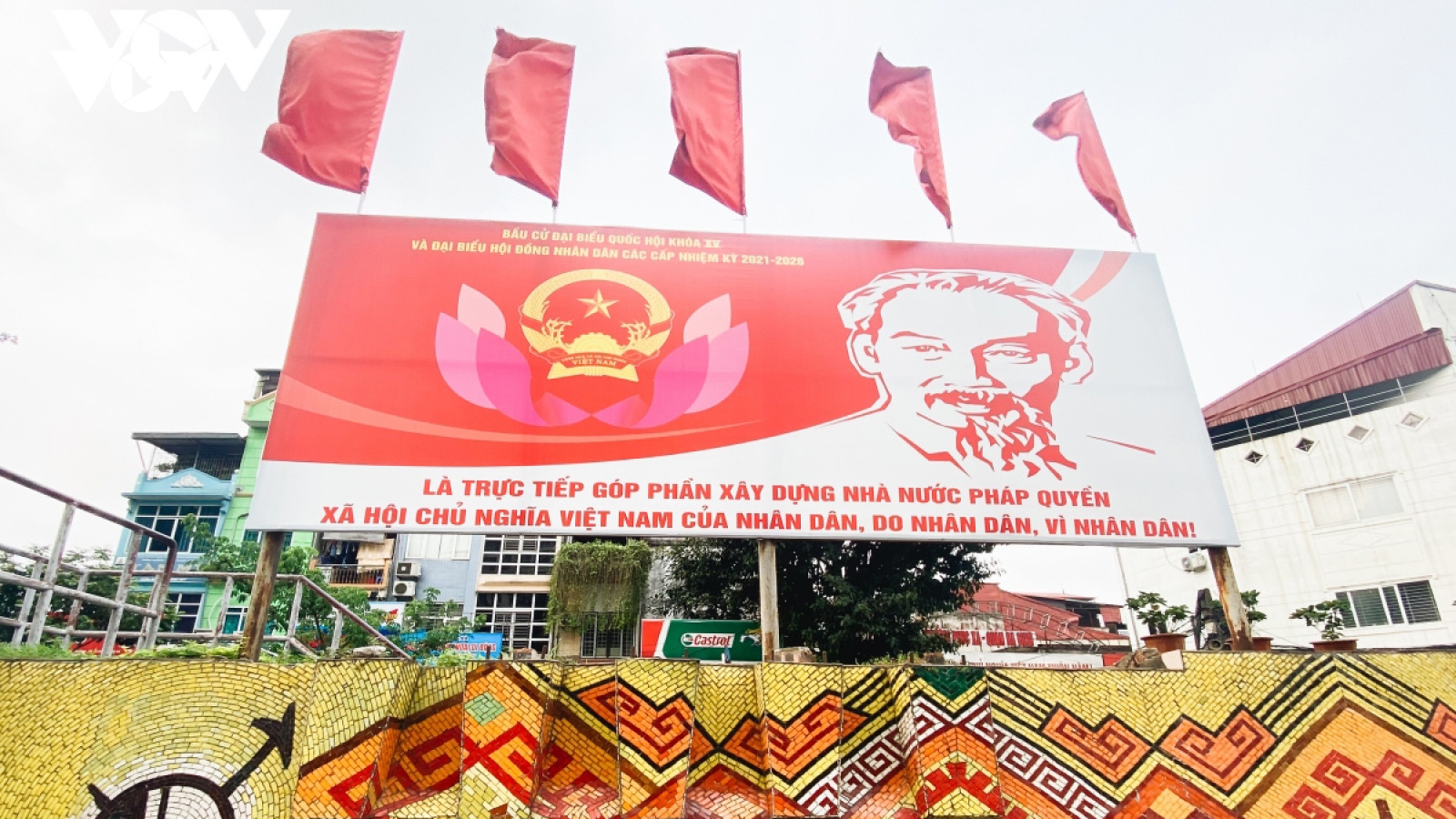 Flags and banners go on display in Hanoi ahead of national election day