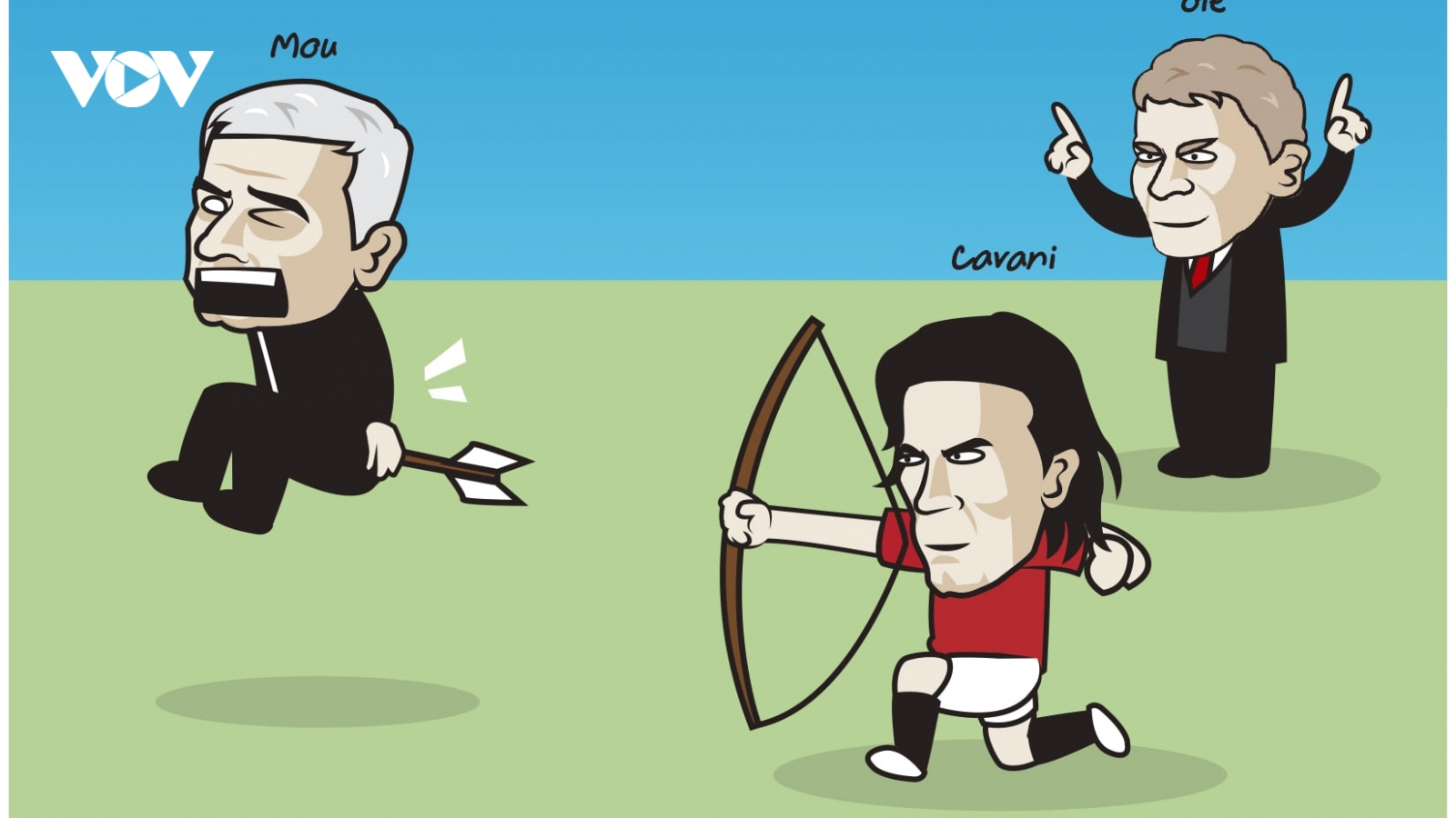 Biếm họa 24h: "Cung thủ" Edinson Cavani "bắn hạ" Jose Mourinho