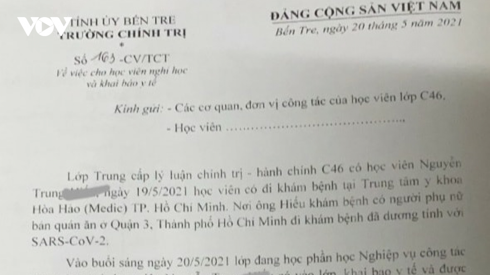 Một lớp học phải nghỉ tự cách ly tại nhà vì có học viên là F1