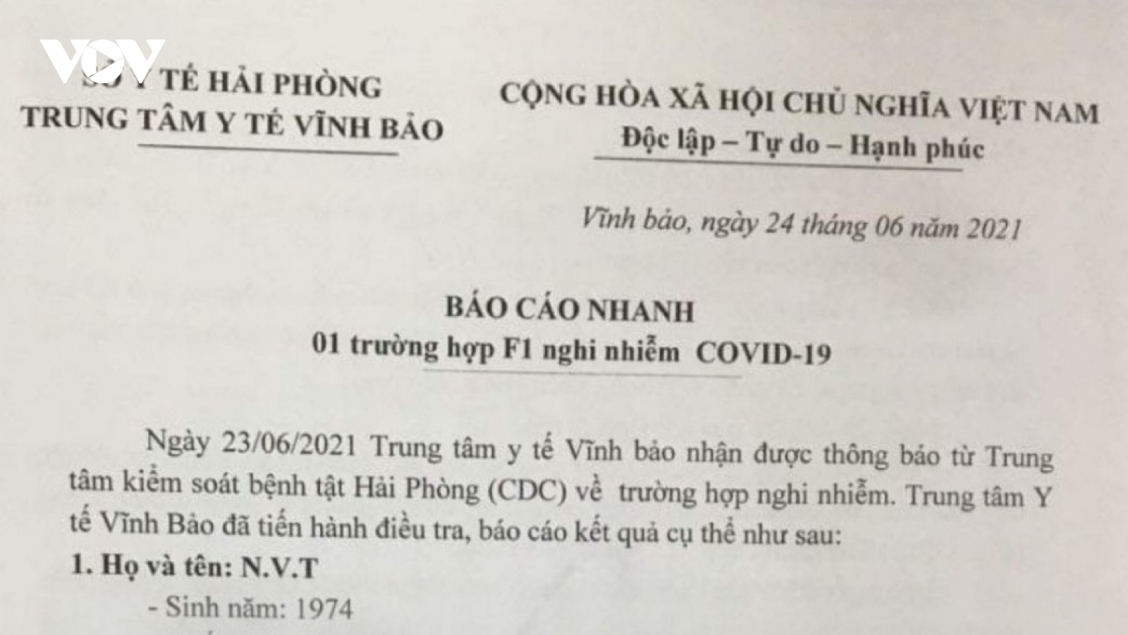 Phát hiện 1 trường hợp F1 nghi mắc Covid-19 tại Hải Phòng