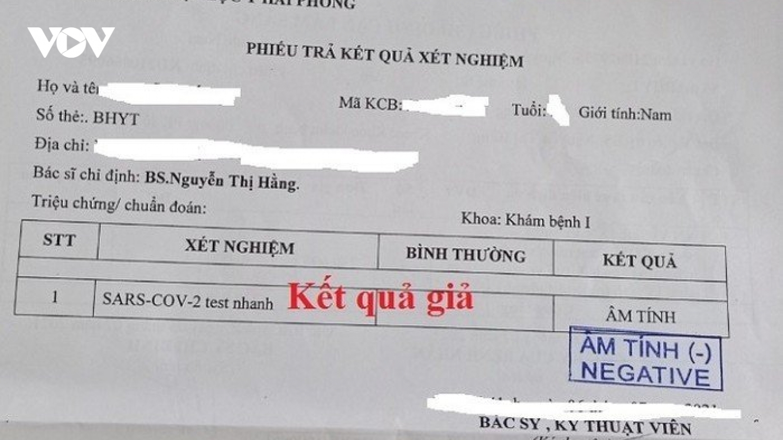 Xuất hiện giấy xét nghiệm SARS-CoV-2 giả mạo của BV Đại học Y Hải Phòng