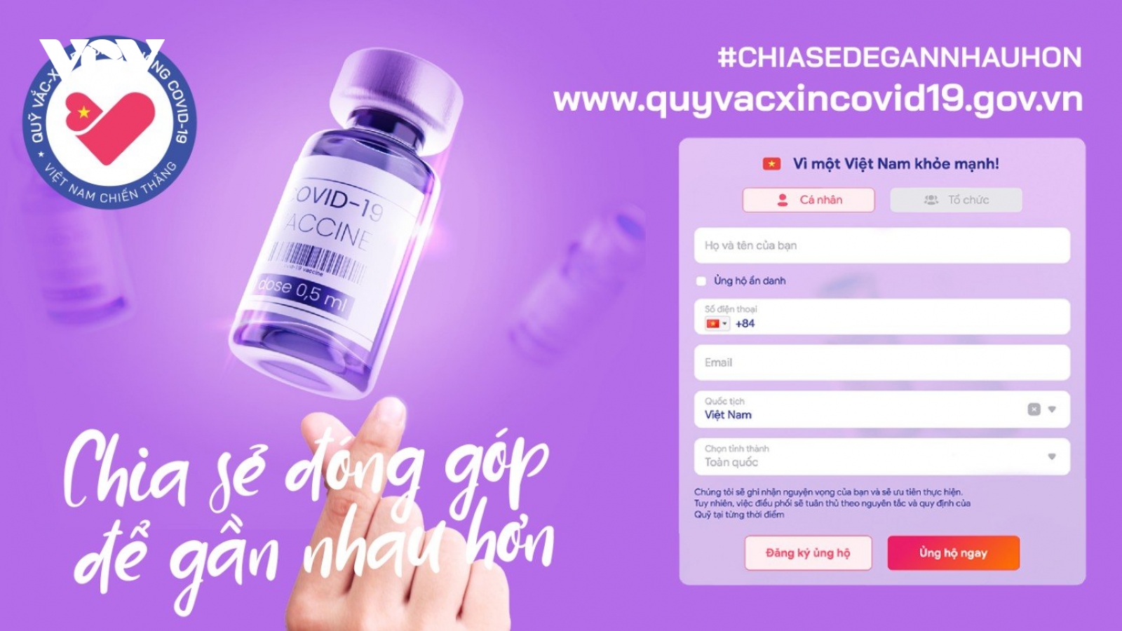 Đồng lòng cùng ủng hộ Quỹ vaccine qua website chính thức