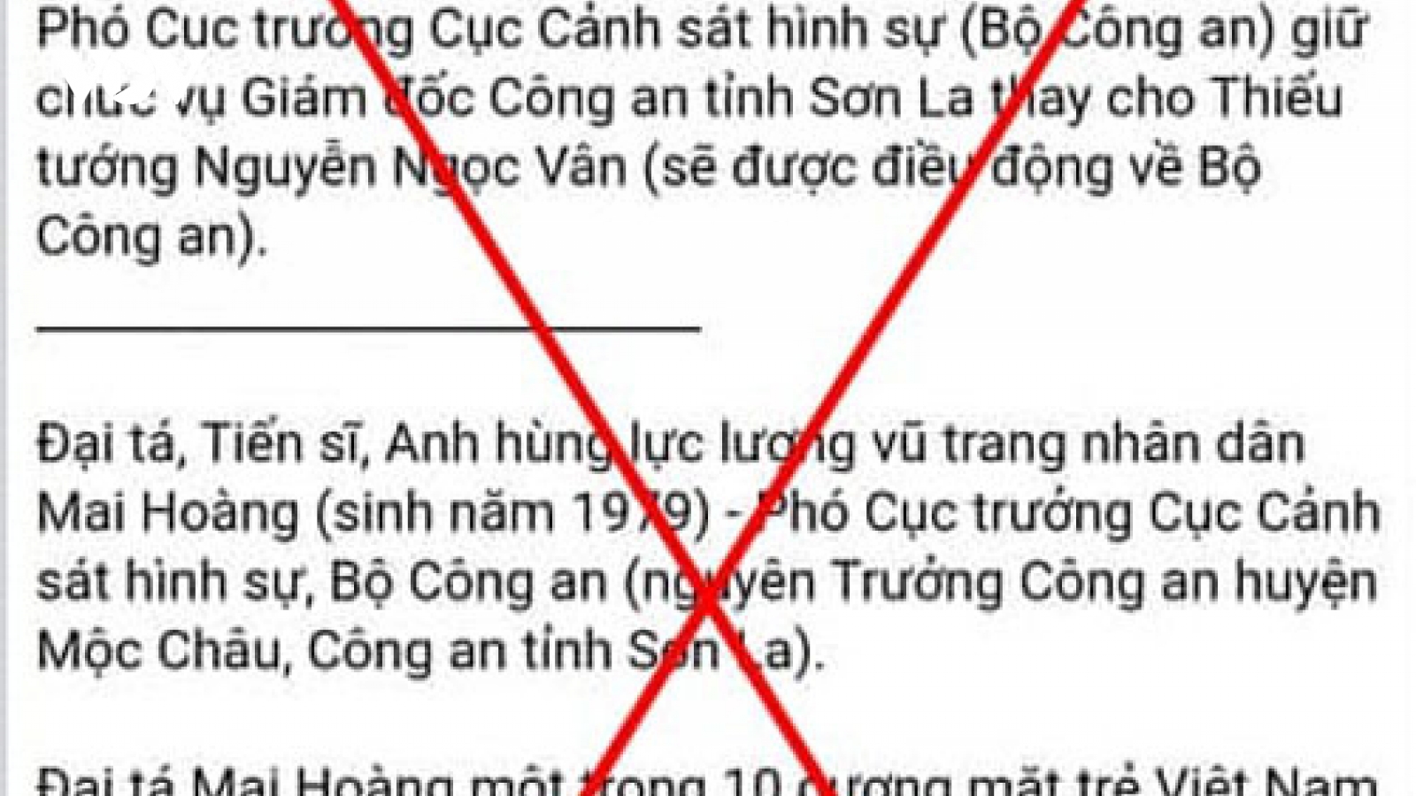 Thông tin "Sơn La sắp có Giám đốc Công an tỉnh mới" là sai sự thật