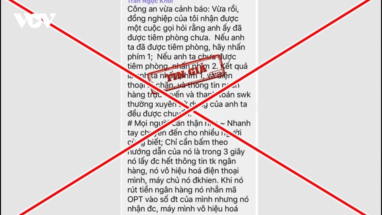Thông tin “cuộc điện thoại hỏi tiêm phòng” là tin giả