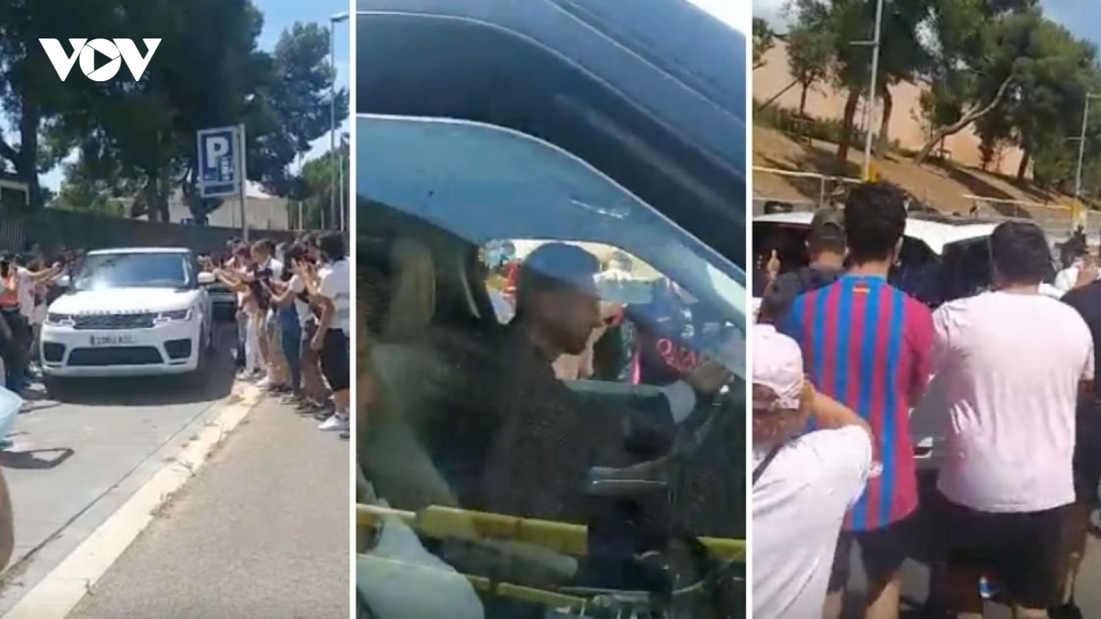 CĐV Barca gào thét, chạy theo xe của Lionel Messi
