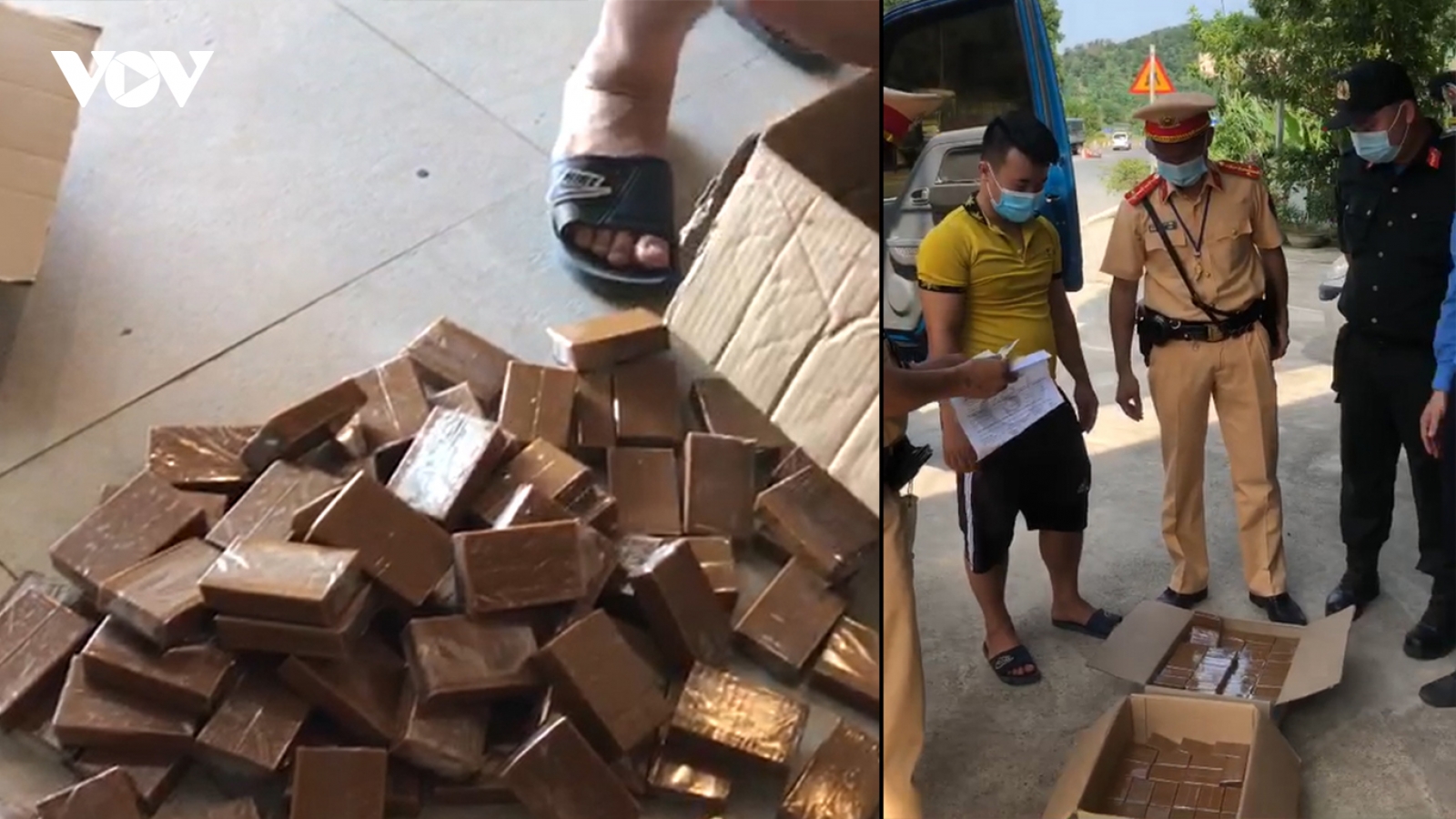 Phát hiện xe tải đi sai luồng tuyến, chở nhiều cao ngựa không rõ nguồn gốc