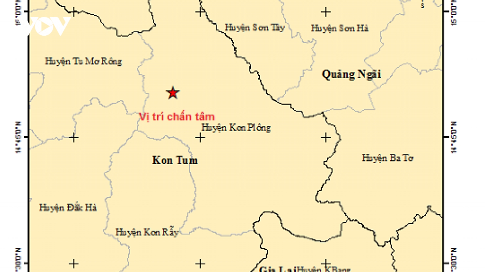 Thêm 1 trận động đất tại huyện Kon Plông, tỉnh Kon Tum