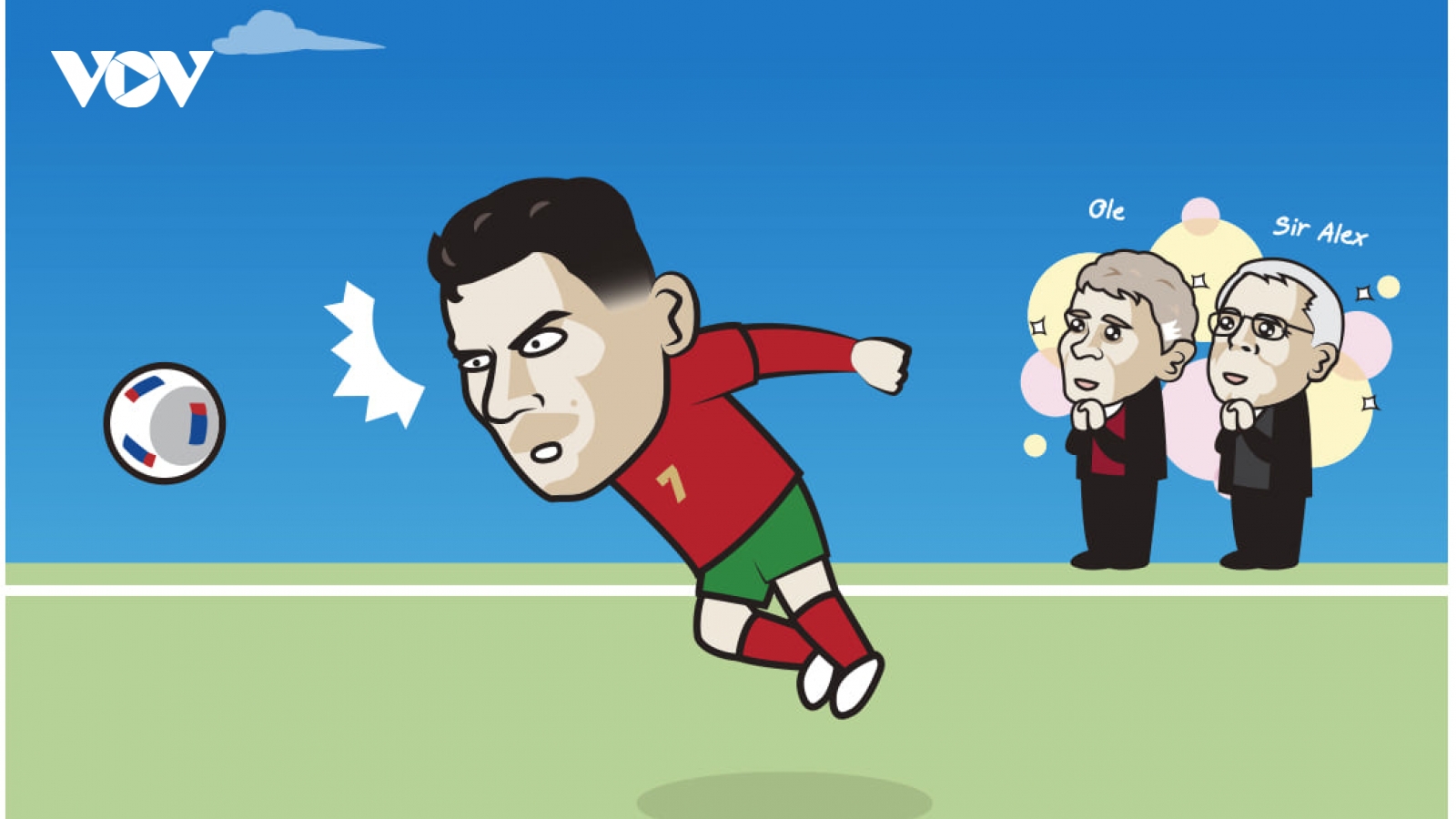 Biếm họa 24h: Solskjaer và Sir Alex mừng thầm với “cỗ máy săn bàn” Ronaldo