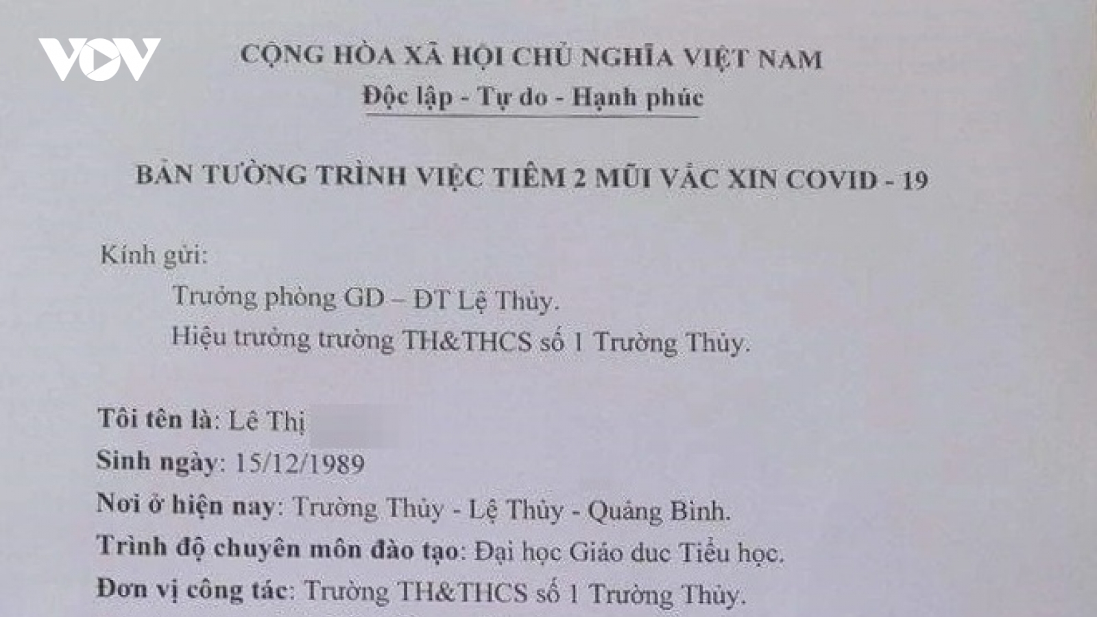 Nữ giáo viên tiêm cùng lúc 2 mũi vaccine COVID-19 nói gì sau sự việc?