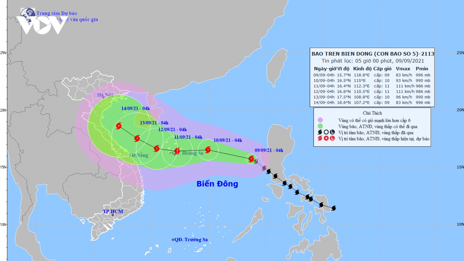 Bão số 5 cách quần đảo Hoàng Sa khoảng 780km