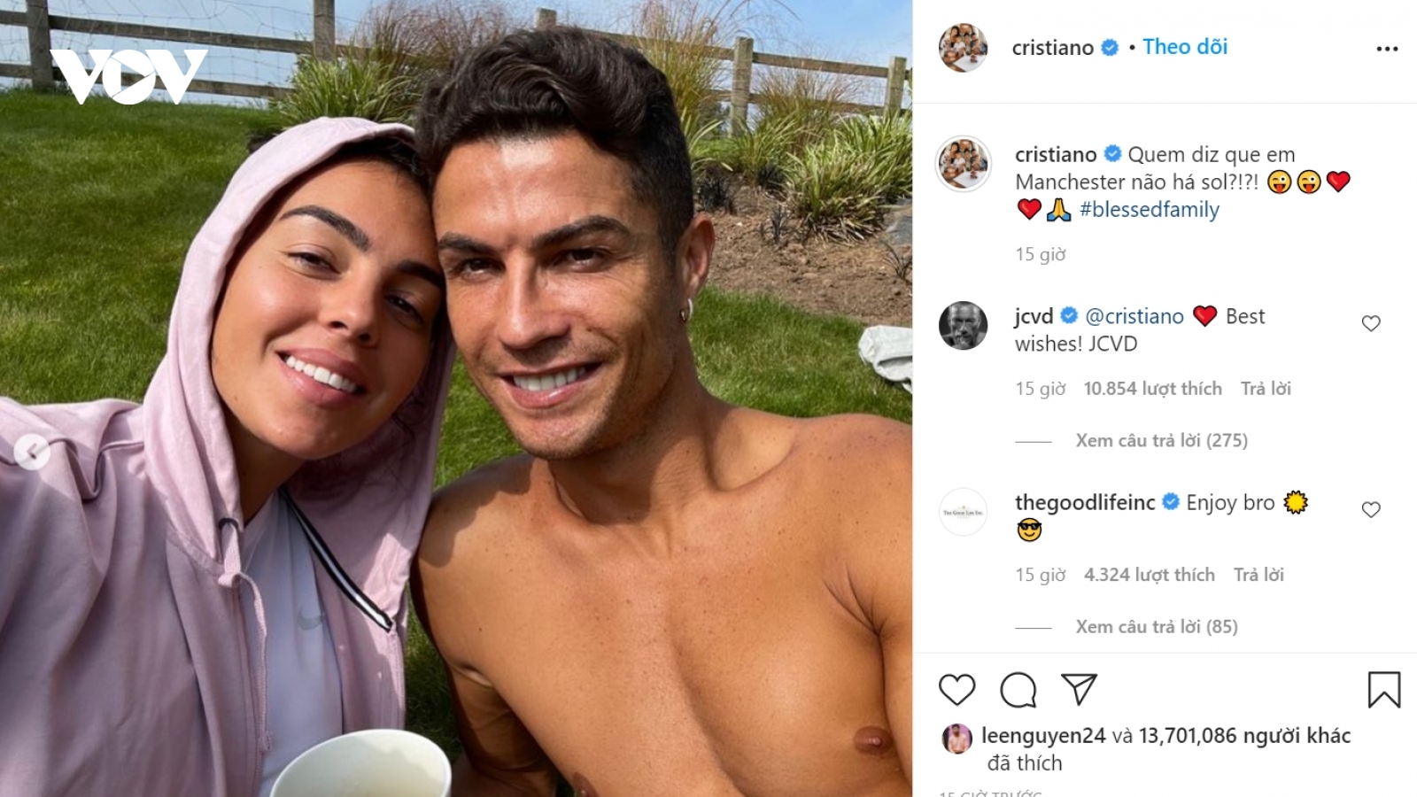 Ronaldo gây “bão mạng” khi chia sẻ về cuộc sống mới ở Manchester
