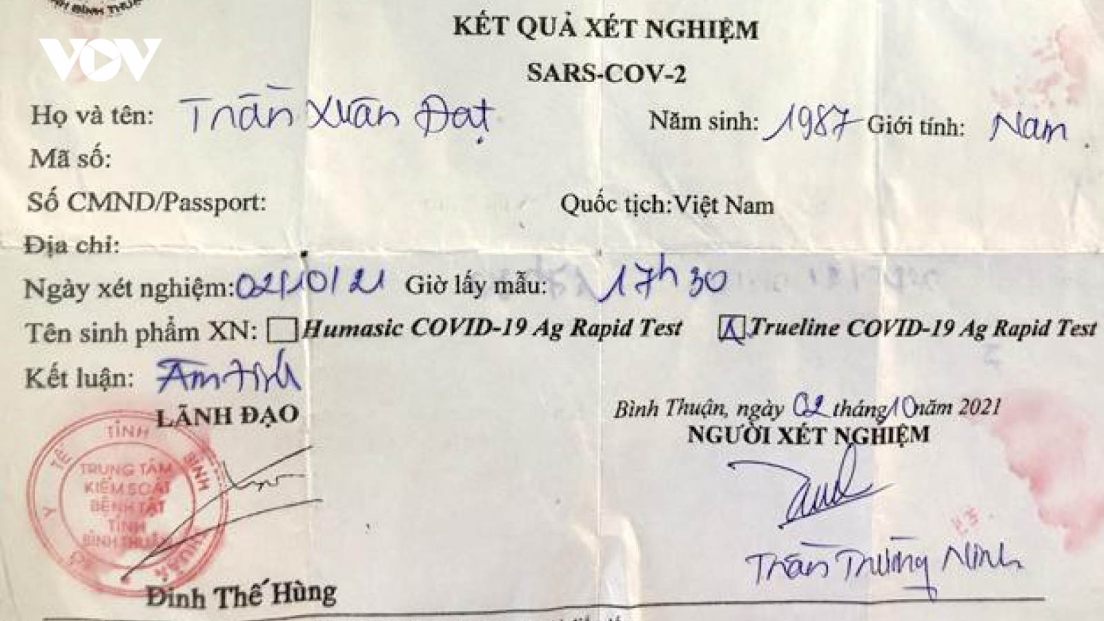 Tin mới vụ làm giả kết quả xét nghiệm COVID-19