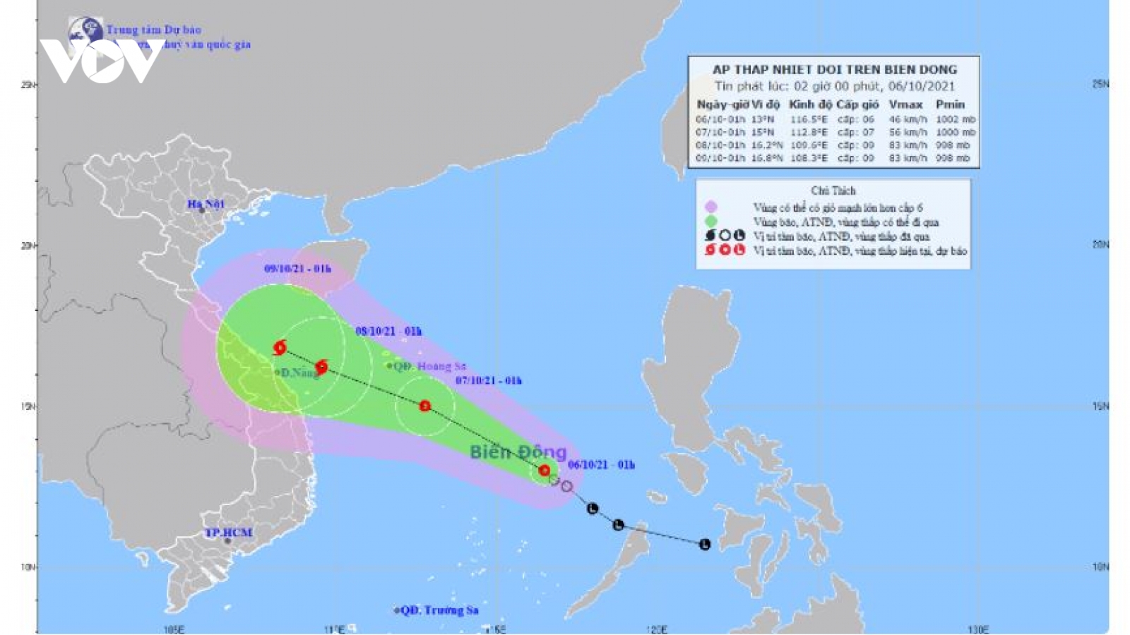 Áp thấp nhiệt đới giật cấp 8, di chuyển hướng Tây Tây Bắc