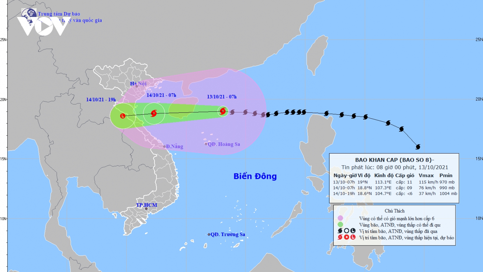 Bão số 8 cách quần đảo Hoàng Sa khoảng 260km