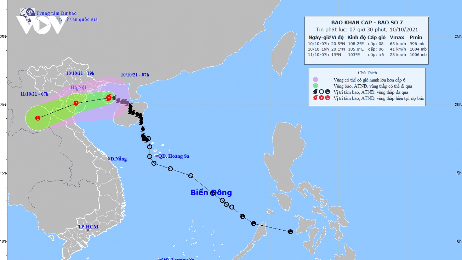 Bão số 7 cách Hải Phòng 170km, dự báo bão Kompasu sắp vào Biển Đông