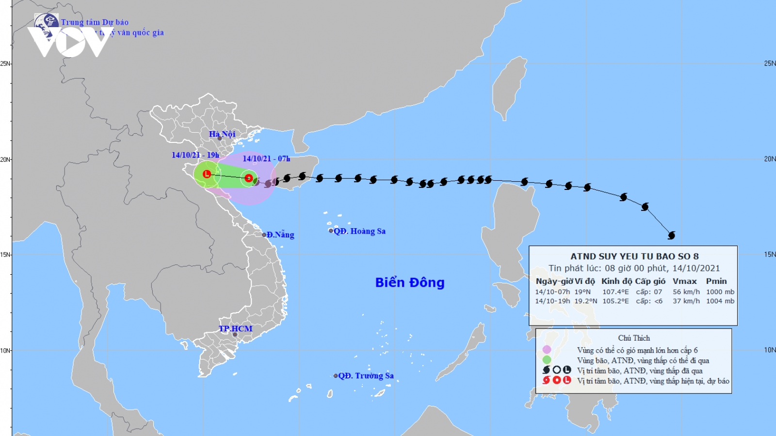 Bão số 8 suy yếu thành áp thấp nhiệt đới, cách Hà Tĩnh khoảng 200km