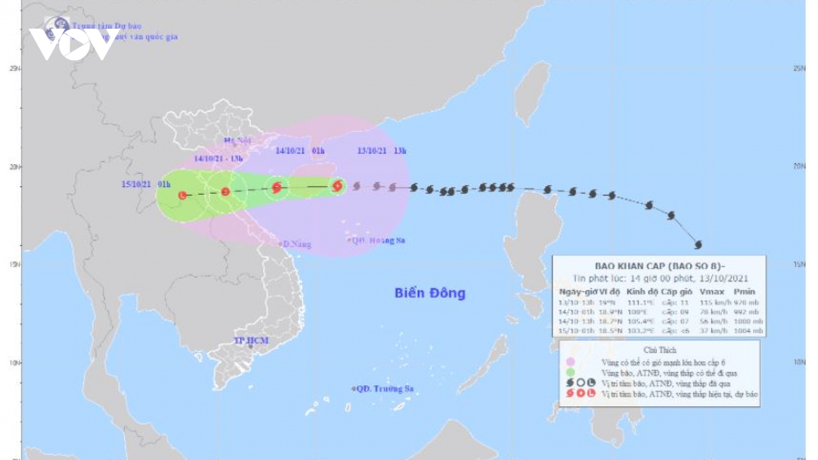 Bão số 8: Từ đêm 13/10, ven biển từ Quảng Ninh đến Quảng Bình gió mạnh dần lên cấp 6-7
