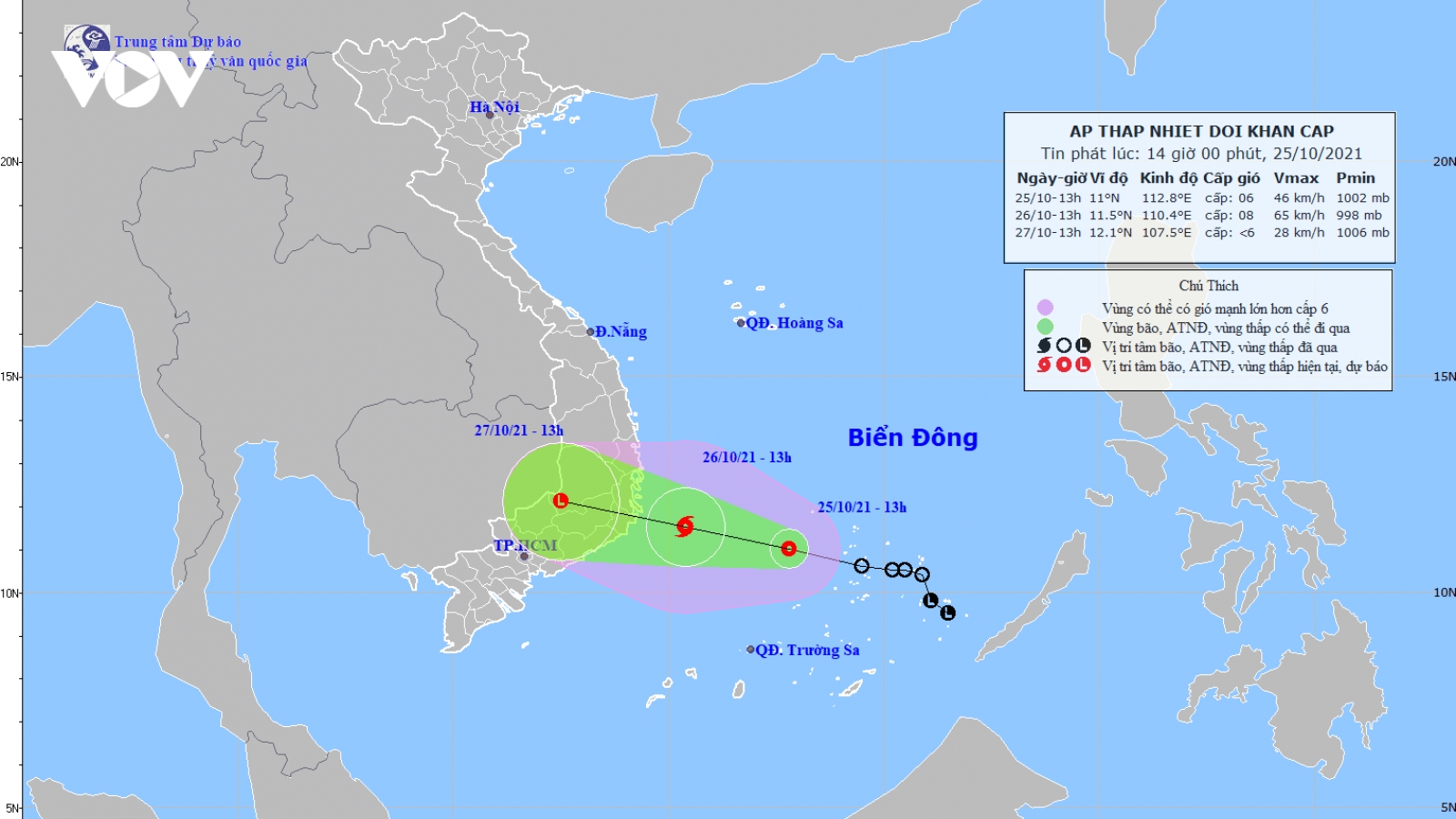 Áp thấp nhiệt đới có khả năng mạnh lên thành bão, cách Ninh Thuận khoảng 370km