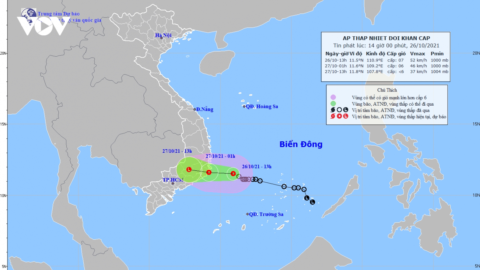 Áp thấp nhiệt đới còn cách các tỉnh Khánh Hòa - Ninh Thuận hơn 200km