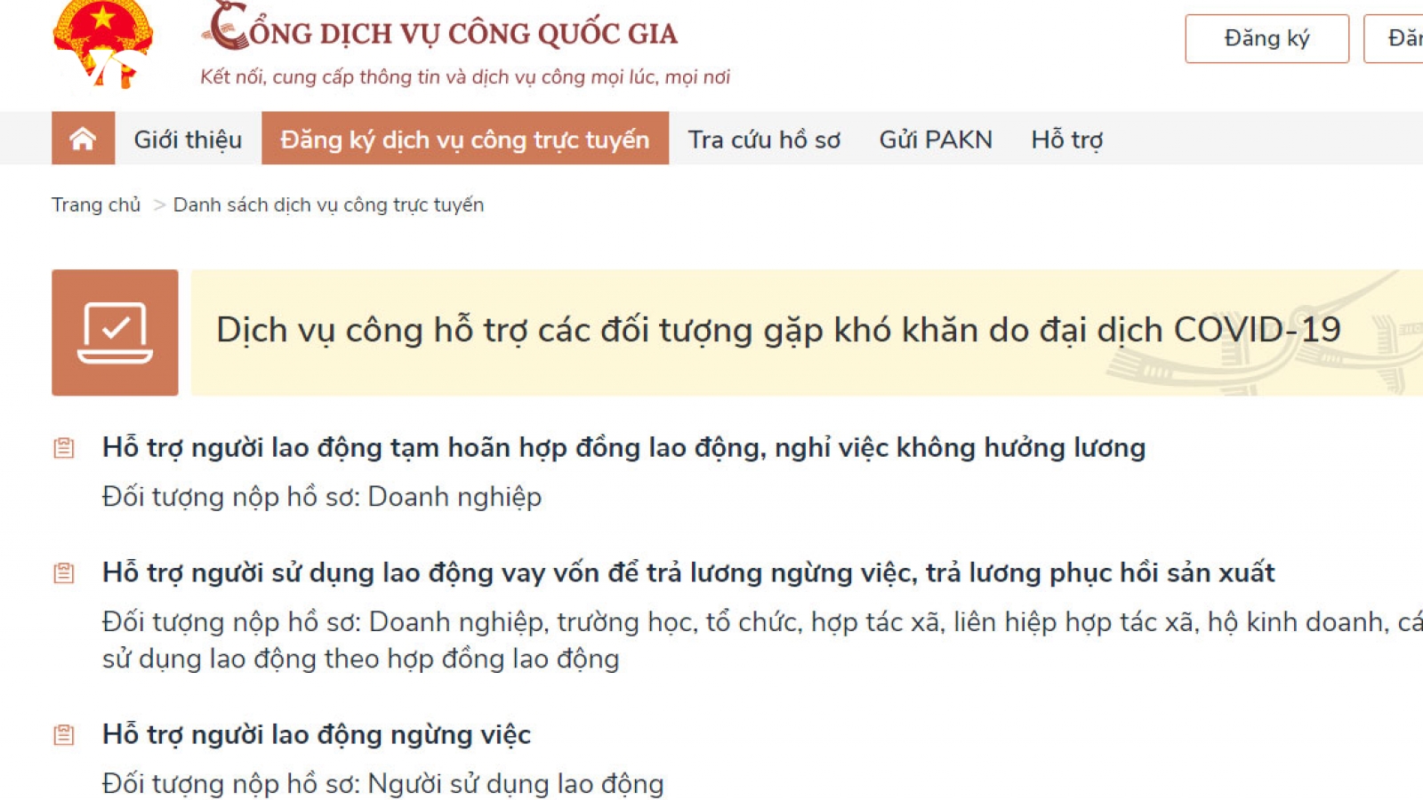 Hà Nội giải quyết hồ sơ trực tuyến hỗ trợ khó khăn Covid-19 trên Cổng Dịch vụ Quốc gia