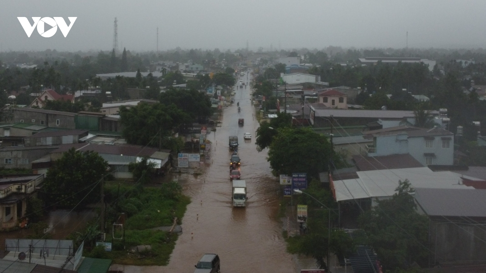 Quốc lộ 27 qua Đắk Lắk ngập nhiềm điểm sau mưa lớn
