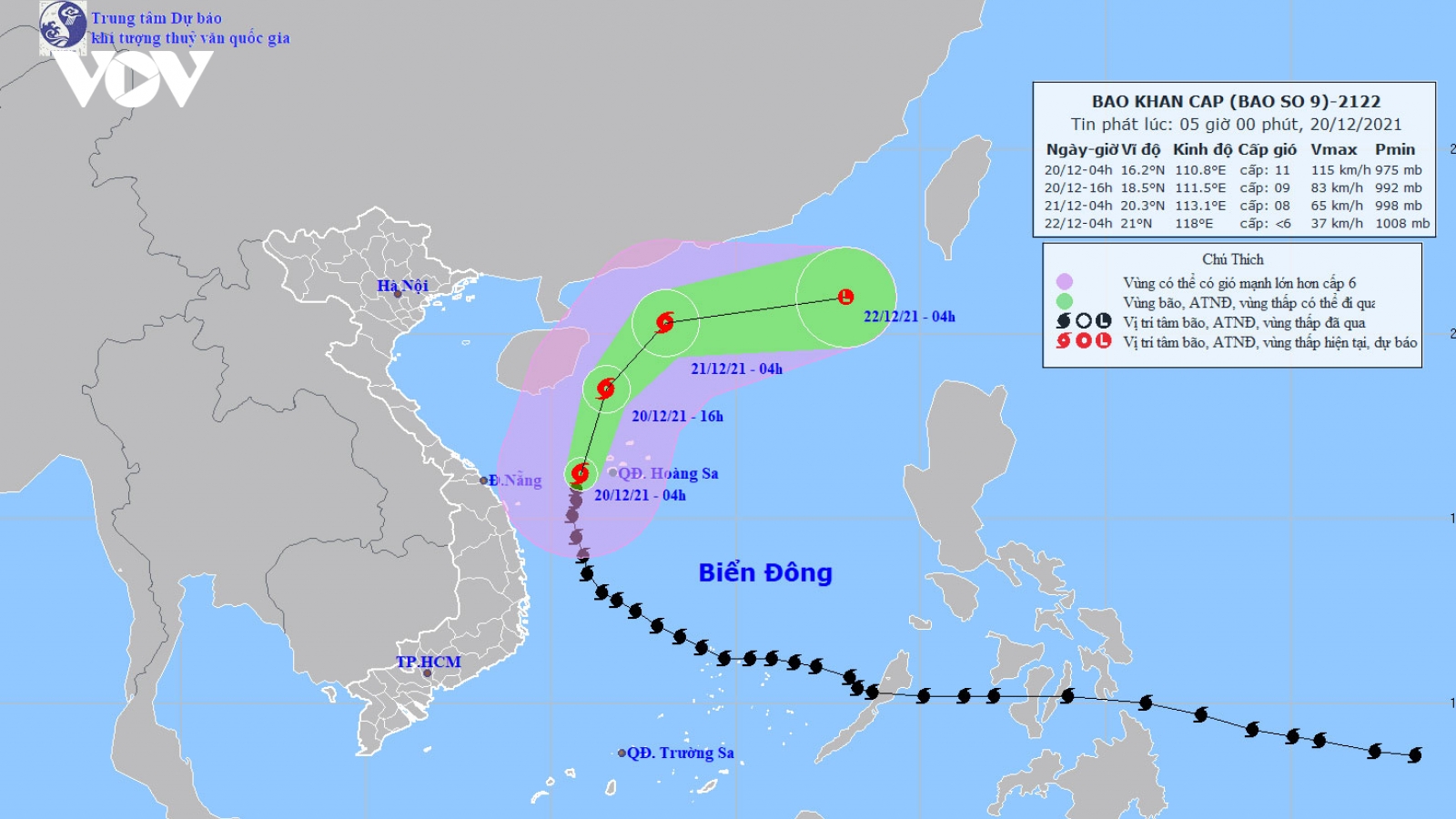 Bão số 9 đổi hướng và suy yếu dần